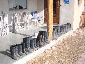 boots on the porch
