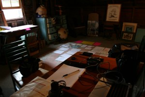 the barn set up for editing